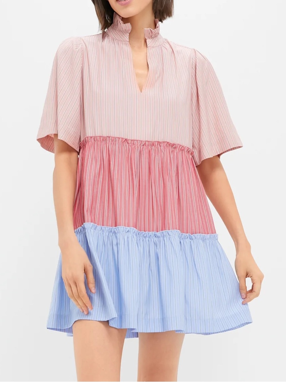 Tuckernuck Ruby and Cornflower Stripe Colorblock Crawford Dress Large NEW